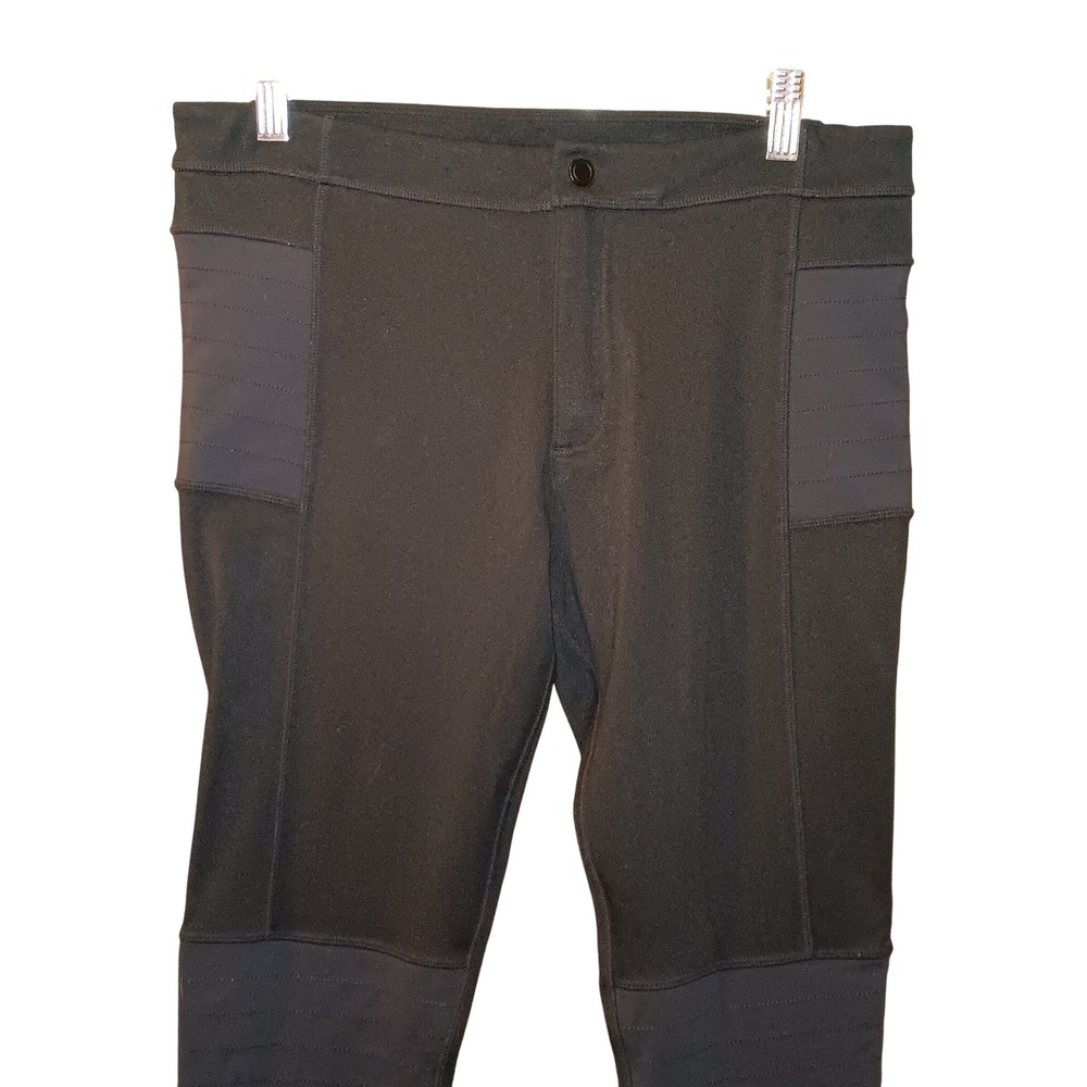 Athleta Trailsetter Moto Motion Skinny Black Ponte Knit Pants Women's Size 12